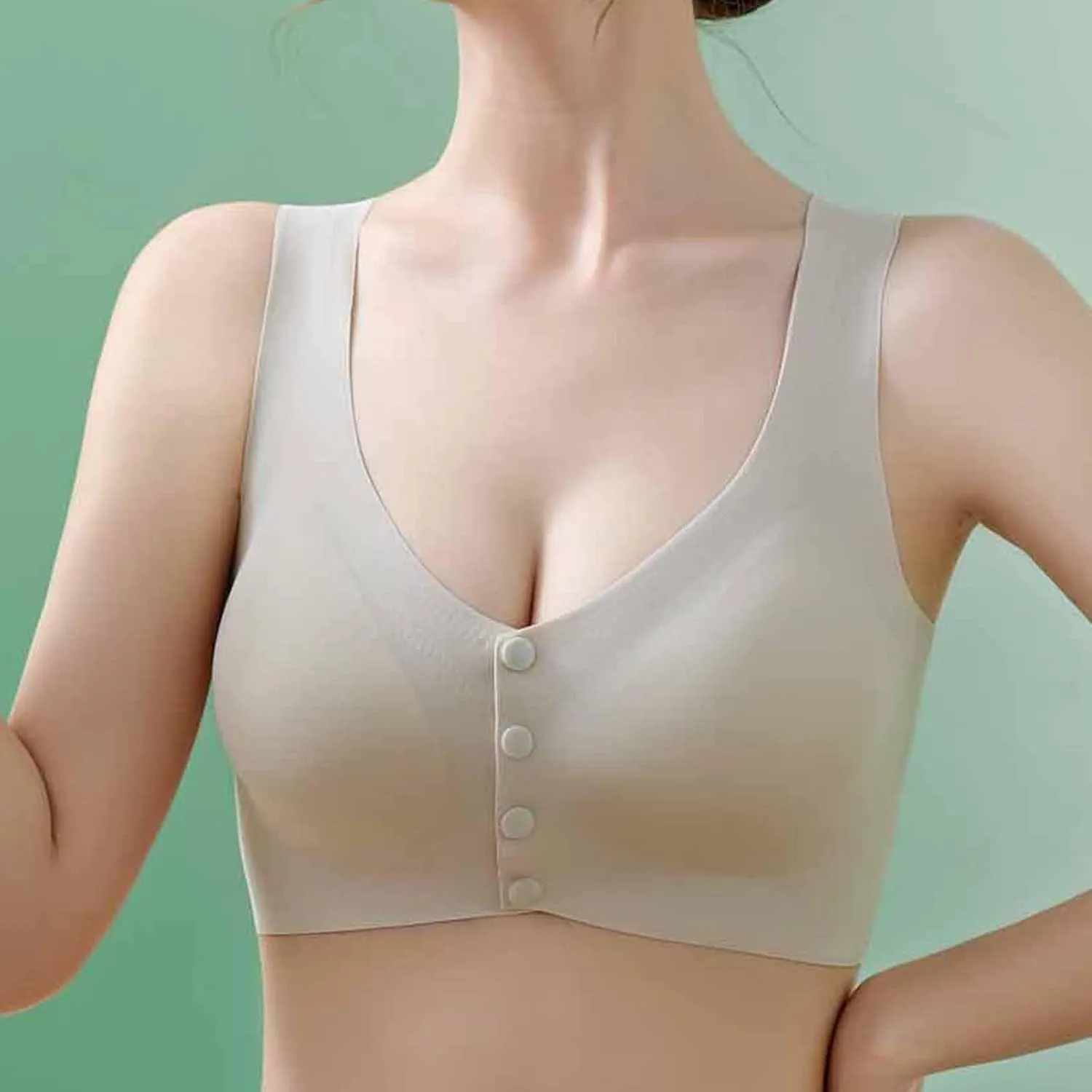 Women's Lace Wireless Nursing Bra with Front Button Supportive Soft Stretchy Comfortable Everyday Wireless Bralettes