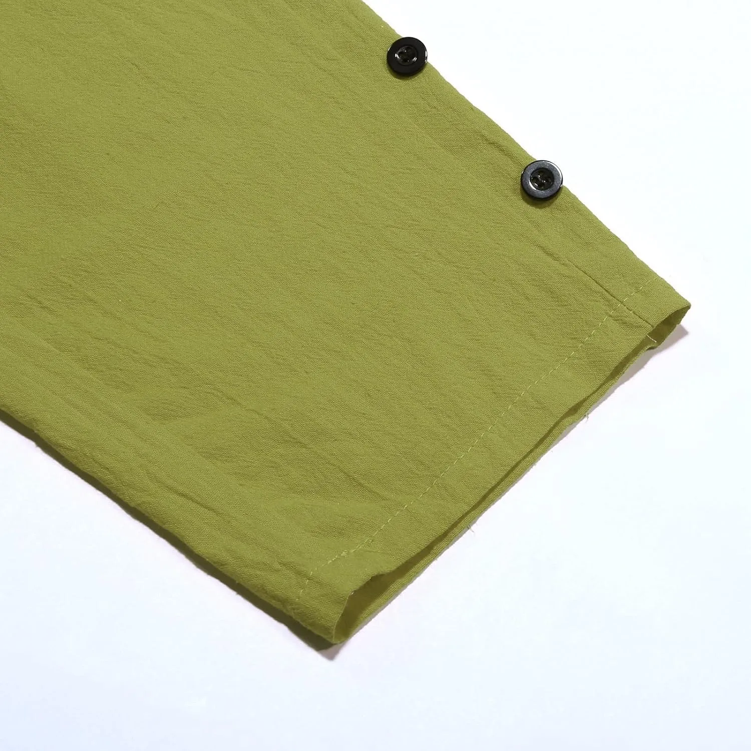 Women's Linen Pants with Side Buttons Summer Casual Lightweight Elastic Hight Waist Drawstring Loose Trousers