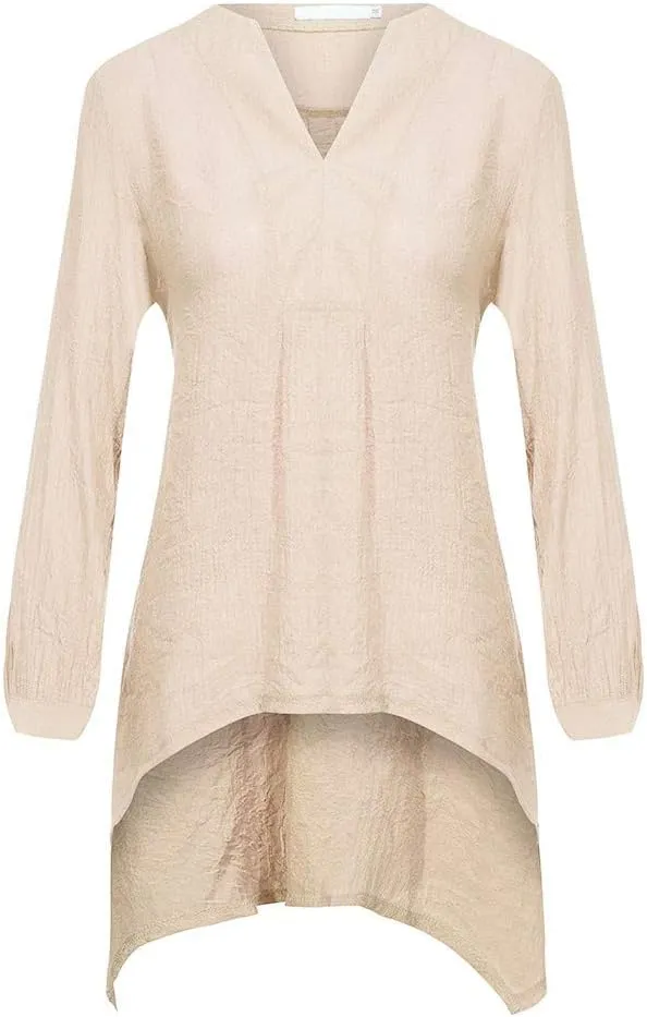 Women's Linen Shirts V-Neck Button Down Blouse Floral Print Beach Tshirt Long Sleeve Loose Fit T Shirt