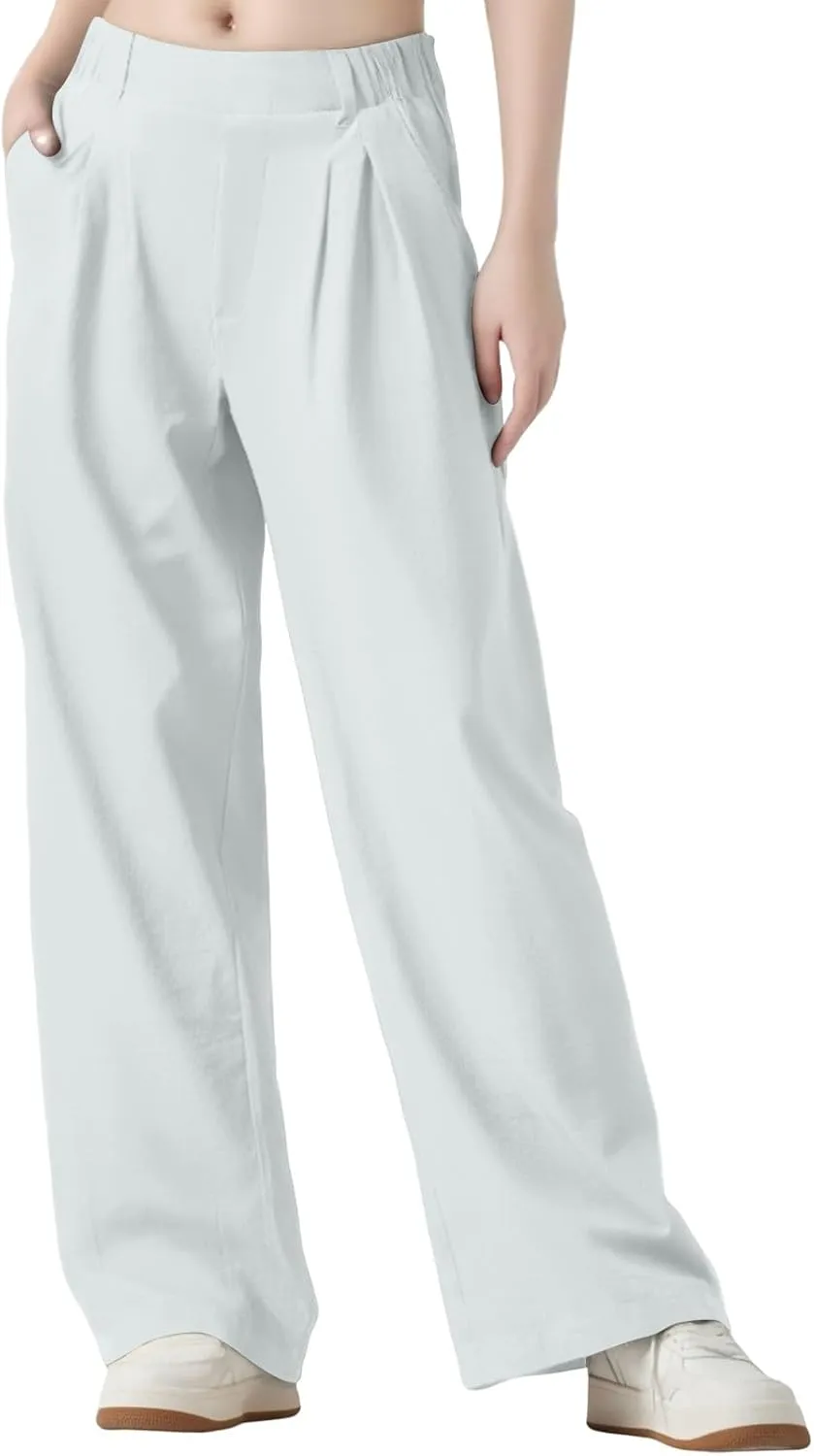 Women's Pants Formal Straight Slacks High Waist Loose Casual Pants Wide Leg Fashion Trousers with Pockets
