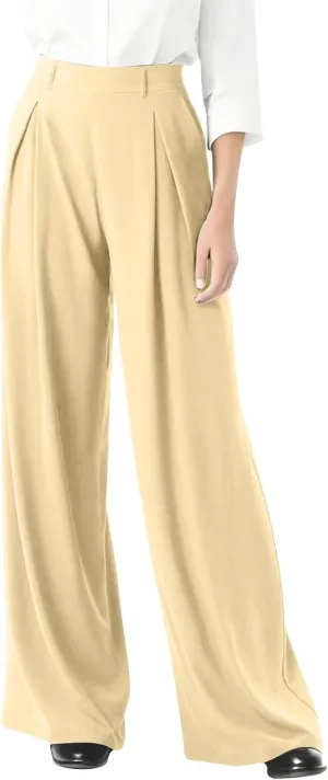 Women's Pants Formal Straight Slacks High Waist Loose Casual Pants Wide Leg Fashion Trousers with Pockets