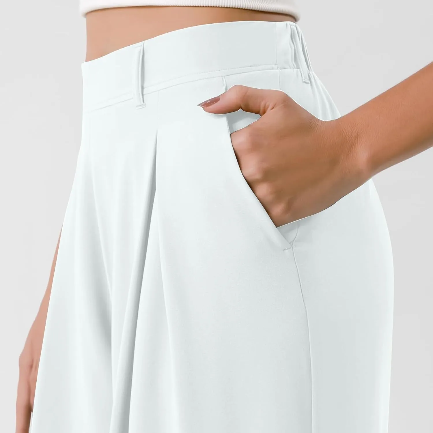 Women's Pants Formal Straight Slacks High Waist Loose Casual Pants Wide Leg Fashion Trousers with Pockets