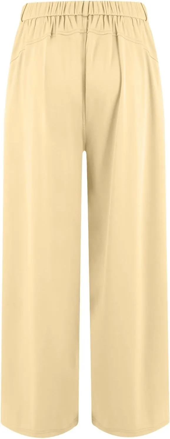 Women's Pants Formal Straight Slacks High Waist Loose Casual Pants Wide Leg Fashion Trousers with Pockets