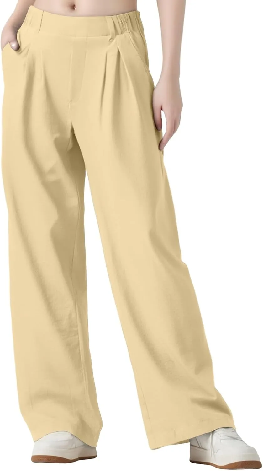 Women's Pants Formal Straight Slacks High Waist Loose Casual Pants Wide Leg Fashion Trousers with Pockets