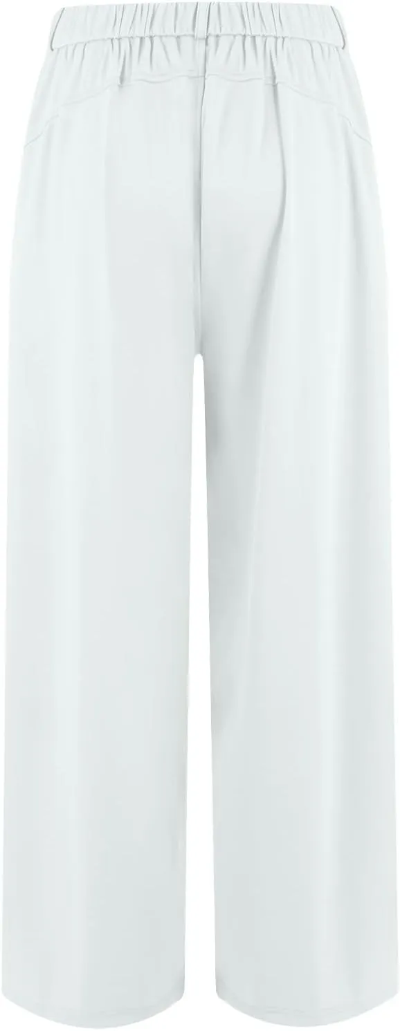 Women's Pants Formal Straight Slacks High Waist Loose Casual Pants Wide Leg Fashion Trousers with Pockets
