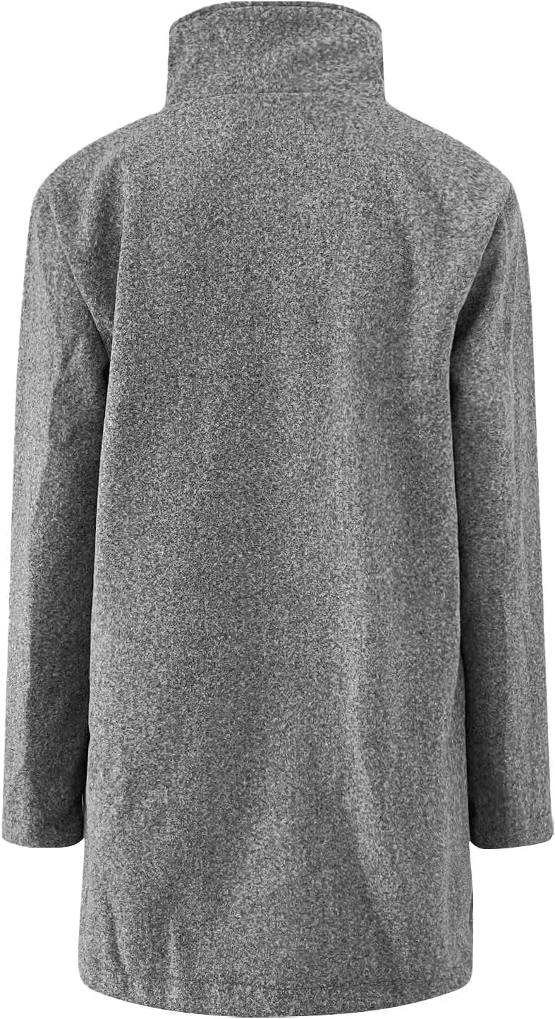 Womens Pea Coat Elegant Overcoat Single Breasted Winter Coat Dress Coat with Pockets