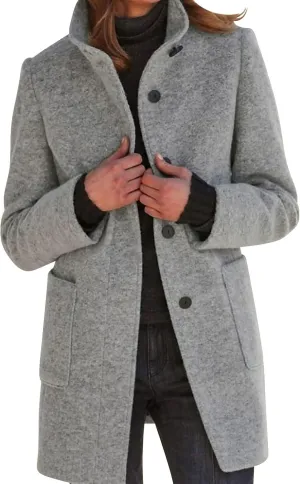 Womens Pea Coat Elegant Overcoat Single Breasted Winter Coat Dress Coat with Pockets