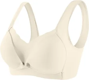 Women's Seamless Nursing Bra Front Botton Hook Back Daily Wireless Smoothly Stretchy Straps for Breastfeeding Bras