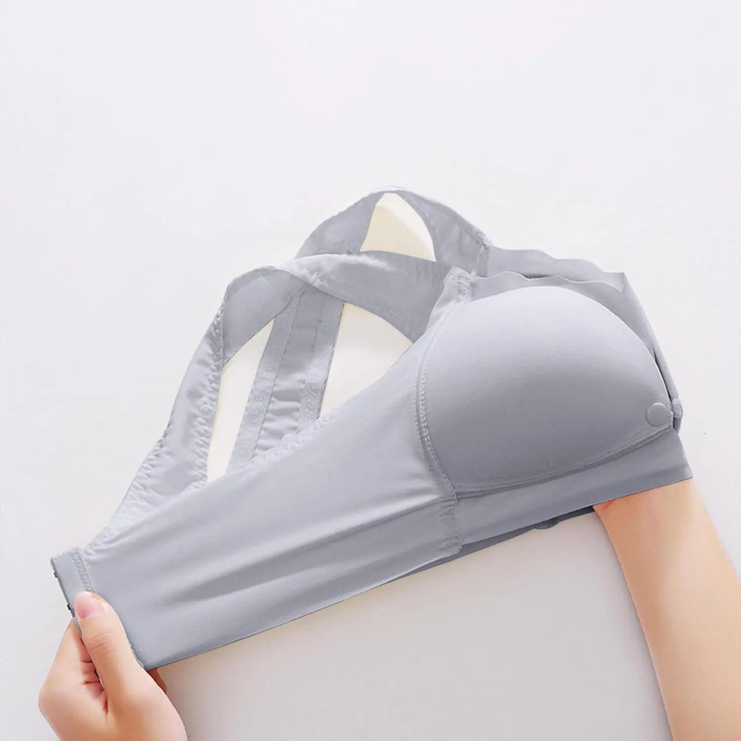 Women's Seamless Nursing Bra Front Botton Hook Back Daily Wireless Smoothly Stretchy Straps for Breastfeeding Bras