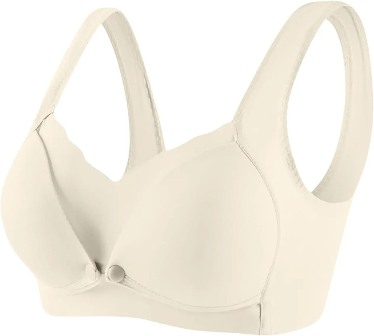 Women's Seamless Nursing Bra Front Botton Hook Back Daily Wireless Smoothly Stretchy Straps for Breastfeeding Bras