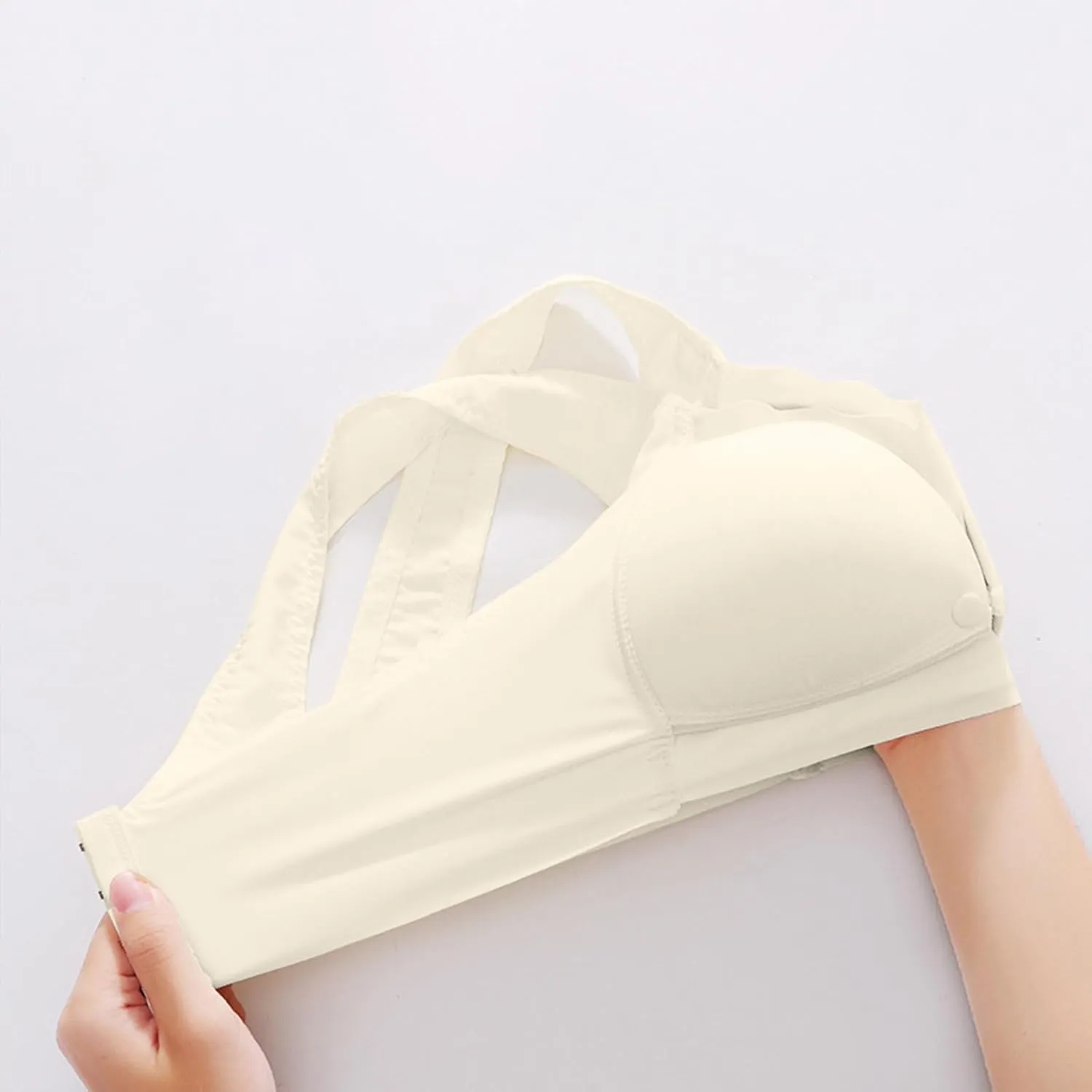 Women's Seamless Nursing Bra Front Botton Hook Back Daily Wireless Smoothly Stretchy Straps for Breastfeeding Bras