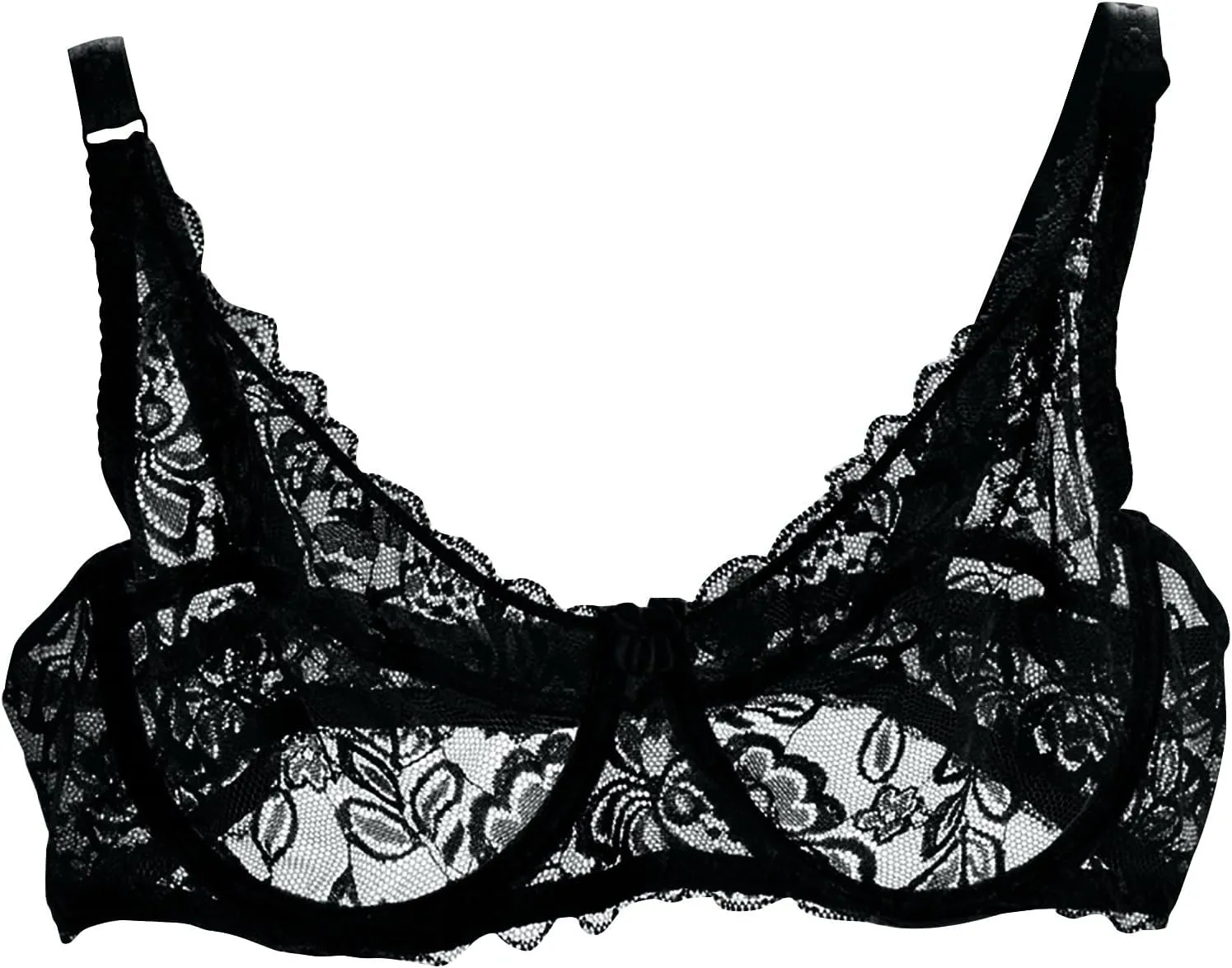 Women's Sexy Bra Sheer Lace Bra Floral Lace Bralettes Plus Size Full Coverage See Through Bralettes Mesh Soft Bras