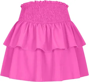 Womens Skorts Summer Casual Flowy Shorts A Line Elastic High Waist Mini Skirts Ruffle Tiered Layered Tennis Skirt