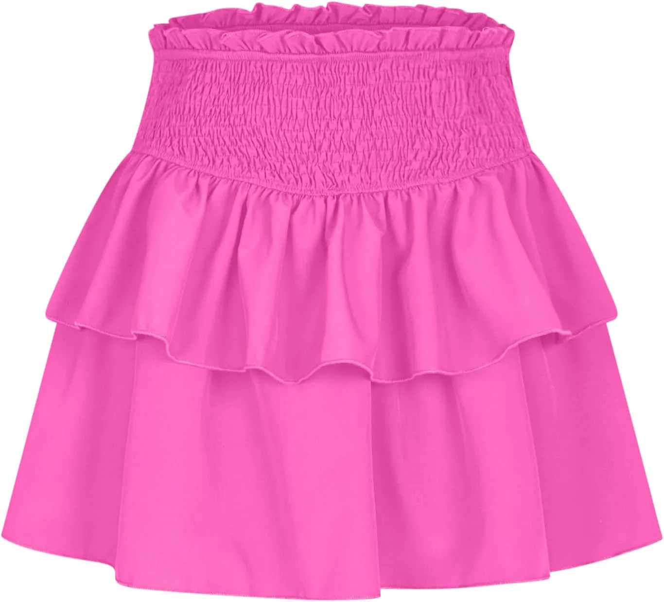 Womens Skorts Summer Casual Flowy Shorts A Line Elastic High Waist Mini Skirts Ruffle Tiered Layered Tennis Skirt