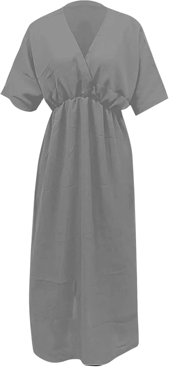 Women's Solid Color High Waist Slit Dress Holiday Beach Split Maxi Dresses Swimsuit Cover Up Flowy Midi Dress