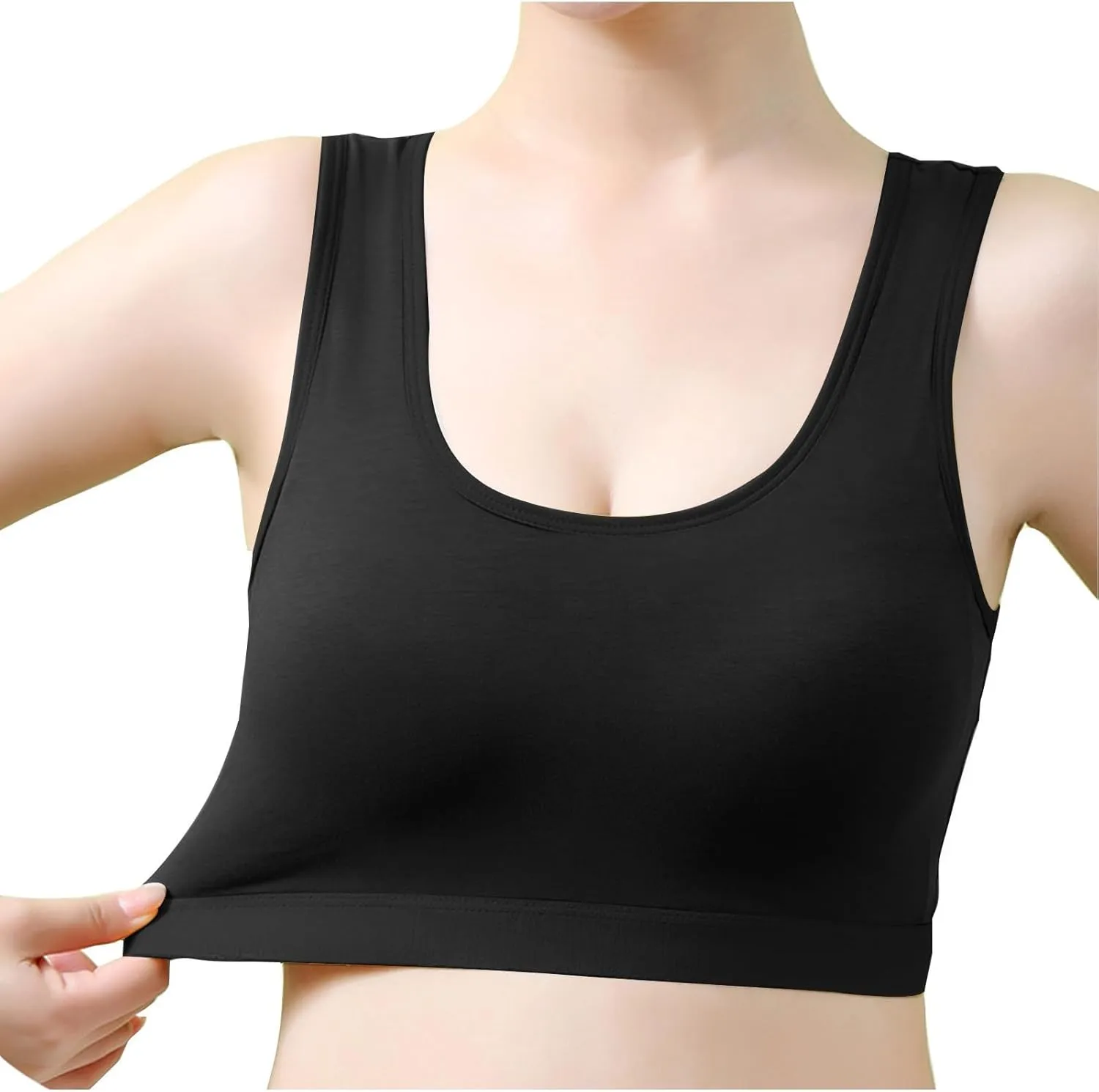 Womens Sports Bra High Support Breathable Comfortable Wireless Yoga Bras Summer Workout Scoop Neck Padded Crop Top