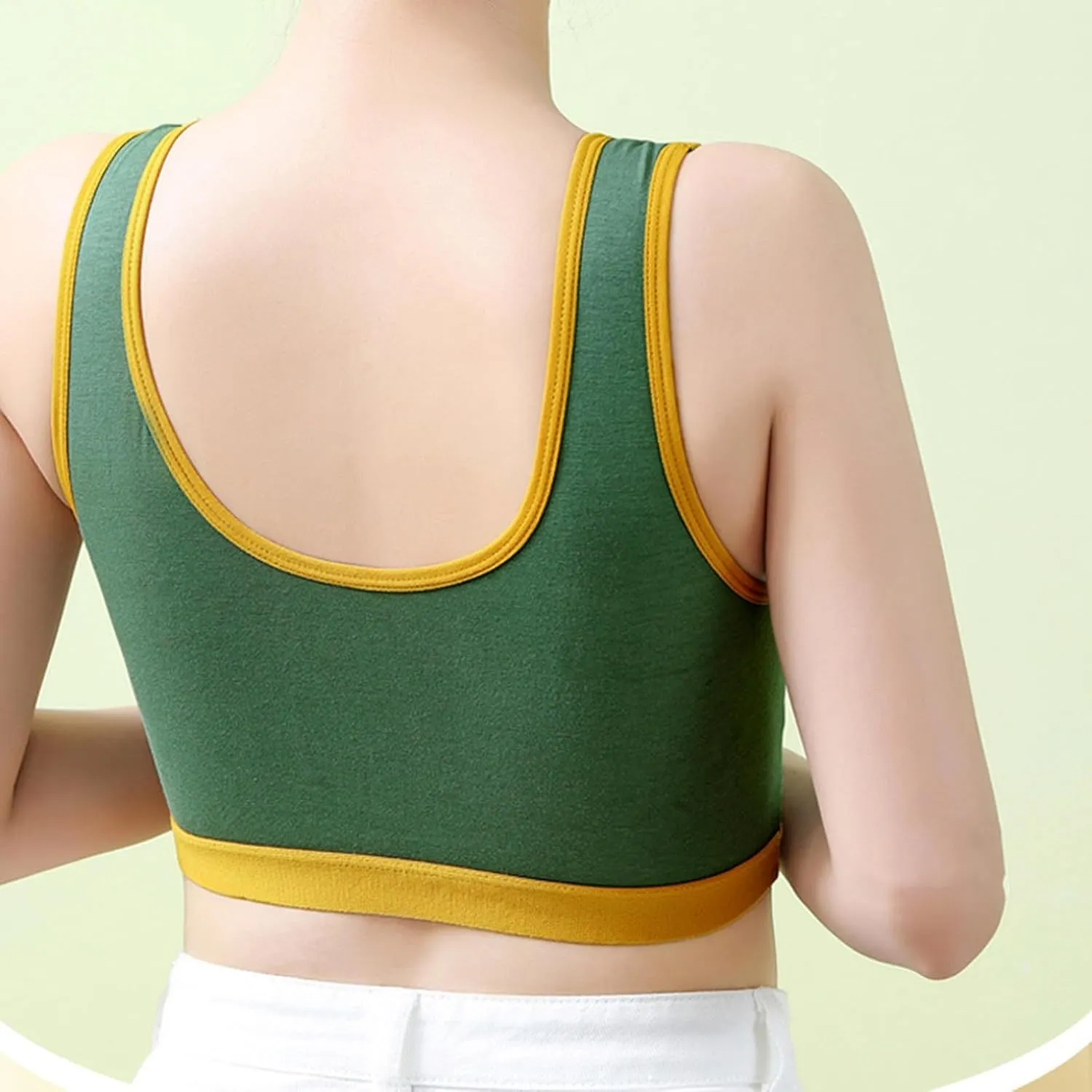 Womens Sports Bra High Support Breathable Comfortable Wireless Yoga Bras Summer Workout Scoop Neck Padded Crop Top