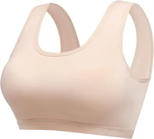 Womens Sports Bra High Support Breathable Comfortable Wireless Yoga Bras Summer Workout Scoop Neck Padded Crop Top