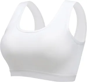 Womens Sports Bra High Support Breathable Comfortable Wireless Yoga Bras Summer Workout Scoop Neck Padded Crop Top