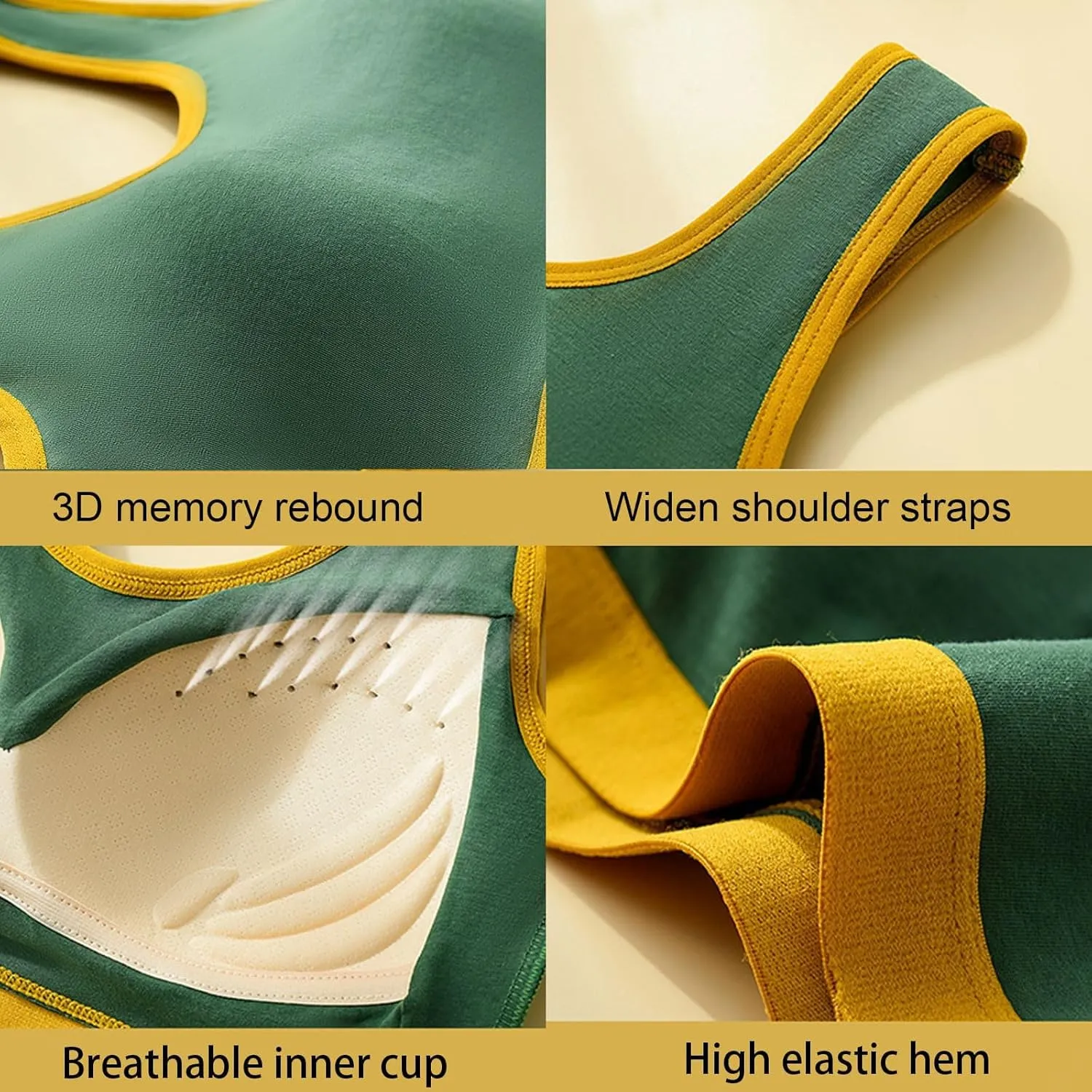 Womens Sports Bra High Support Breathable Comfortable Wireless Yoga Bras Summer Workout Scoop Neck Padded Crop Top