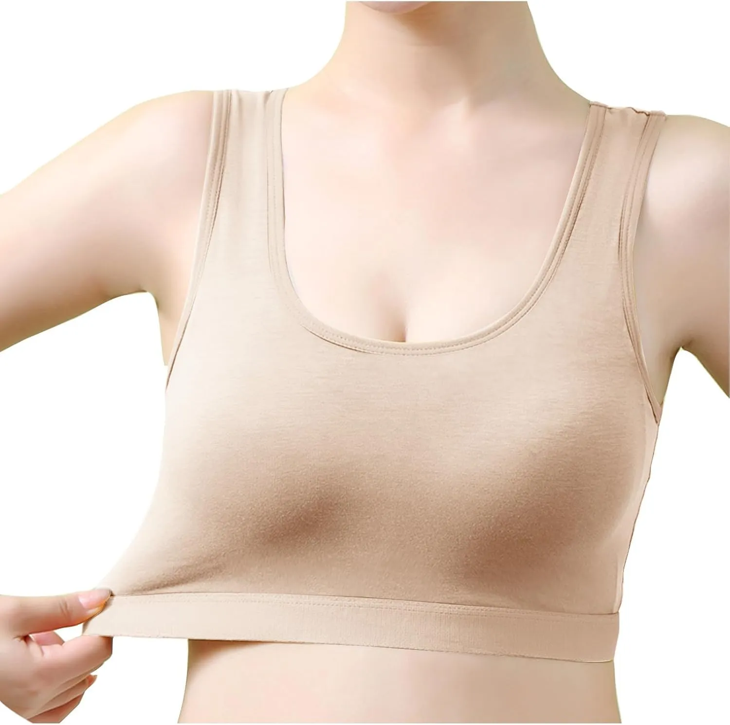 Womens Sports Bra High Support Breathable Comfortable Wireless Yoga Bras Summer Workout Scoop Neck Padded Crop Top