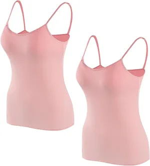 Womens Tank Tops Bra 2 Pack Sleeveless Halter Soft Stretchy Casual Base Layer Wire Free with Padding Bralettes 2025