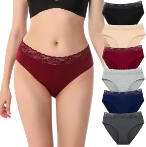 Women's Triangle Pants Lace Panties High Waist Underwear, Soft Comfy Seamless Pure Cotton Sexy Sports Briefs