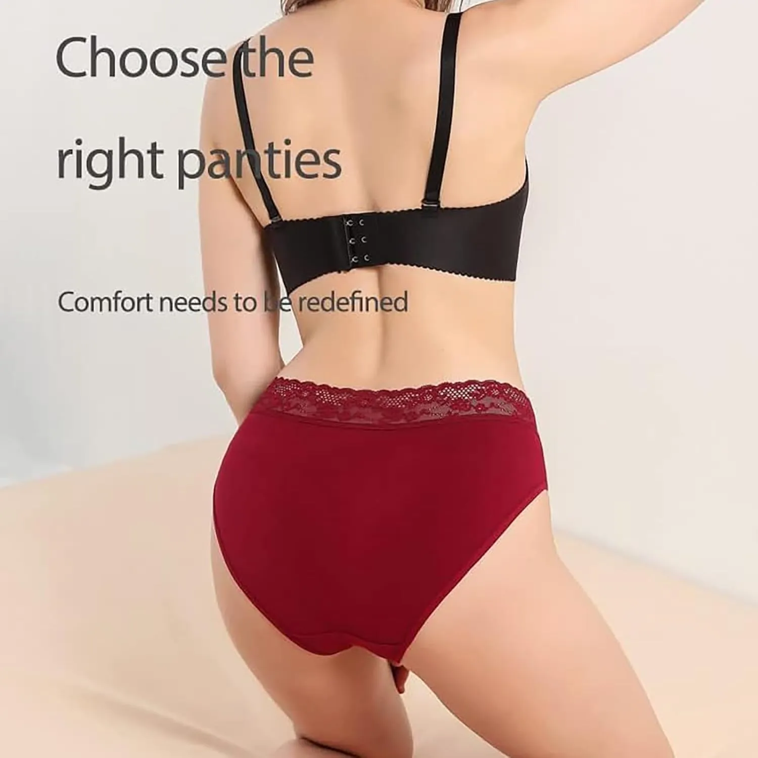 Women's Triangle Pants Lace Panties High Waist Underwear, Soft Comfy Seamless Pure Cotton Sexy Sports Briefs