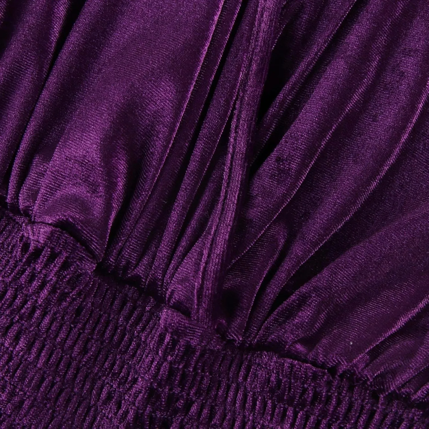 Women's Velvet Dress Long Puff Sleeve Cocktail Party Semi-Formal Fit and Flare Church Wedding Guest Work Dresses