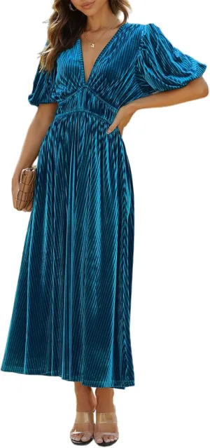 Women's Velvet Maxi Dress Formal Dresses for Wedding Guest Dress