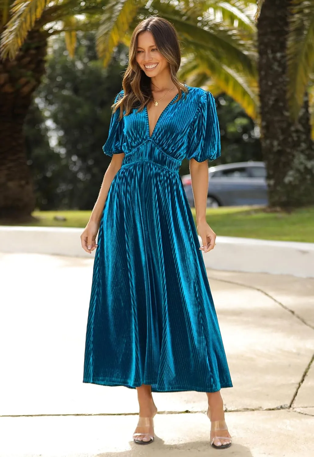 Women's Velvet Maxi Dress Formal Dresses for Wedding Guest Dress