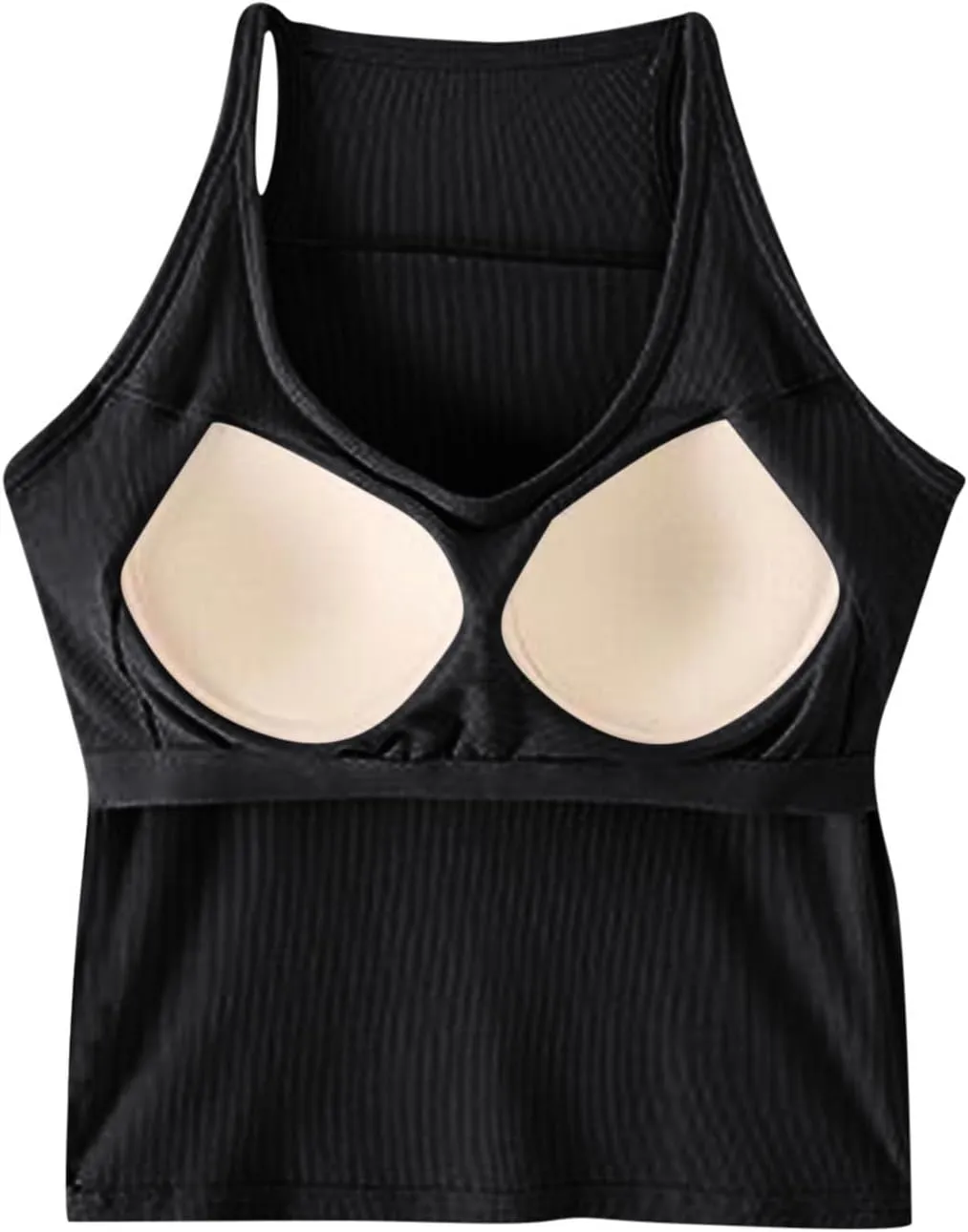 Workout Crop Tops for Women Longline Sports Bras Racerback Ribbed Tank Top with Built in Bra Yoga Athletic Shirts