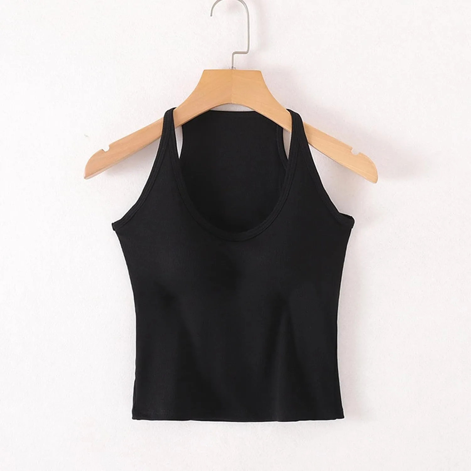 Workout Crop Tops for Women Longline Sports Bras Racerback Ribbed Tank Top with Built in Bra Yoga Athletic Shirts