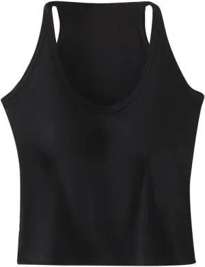 Workout Crop Tops for Women Longline Sports Bras Racerback Ribbed Tank Top with Built in Bra Yoga Athletic Shirts