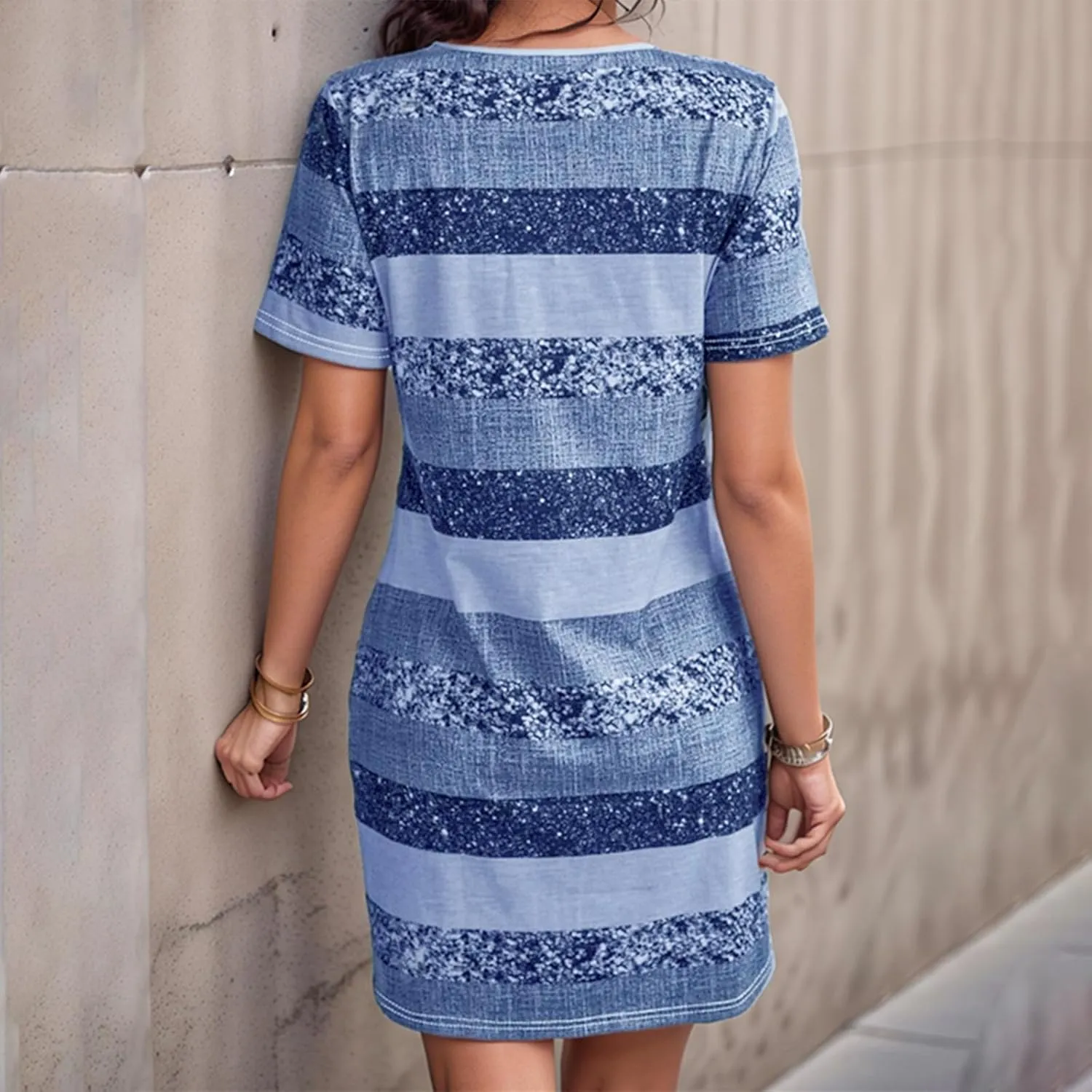 Xiaojmake Summer Dress for Women 2025 Casual Short Sleeve Sundresses T Shirt Dress Hawaiian Short Beach Dresses with Pockets