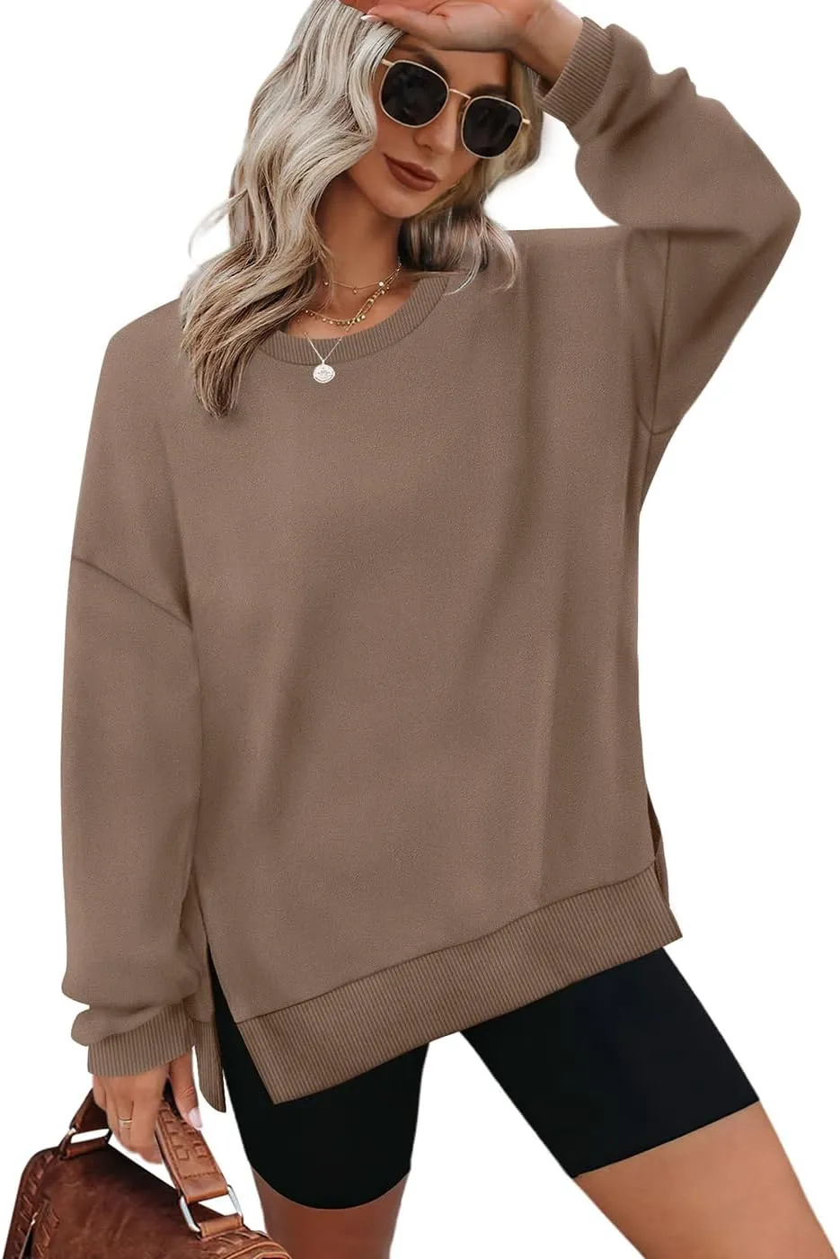 XIEERDUO Womens Oversized Sweatshirts Pullover Casual Crewneck Long Sleeve Tops Comfy
