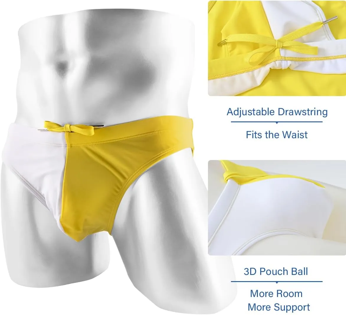 YINYOUYU Mens Swim Briefs Bikini Drawstring Swimwear Beach Board Surf Quick Dry Swimsuits Trunks