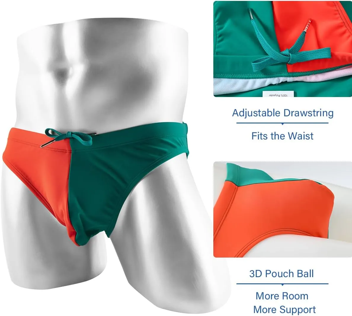 YINYOUYU Mens Swim Briefs Bikini Drawstring Swimwear Beach Board Surf Quick Dry Swimsuits Trunks