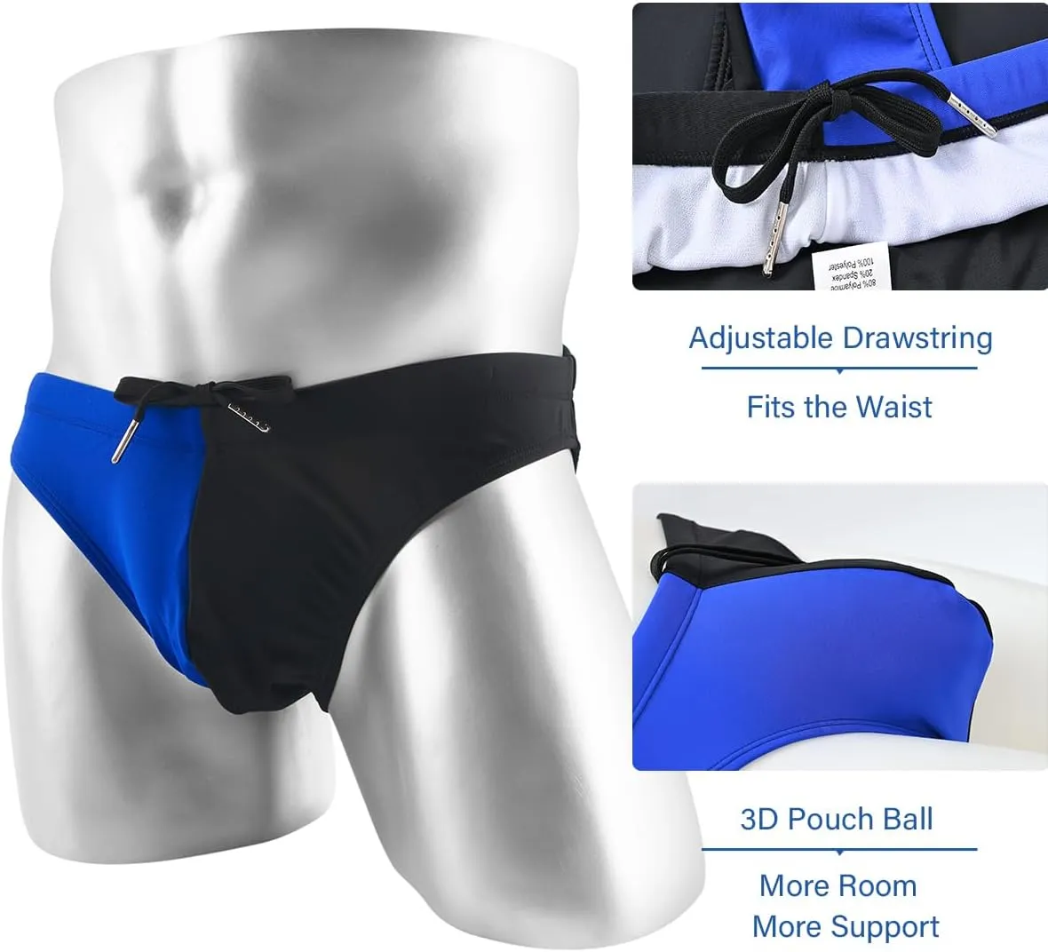 YINYOUYU Mens Swim Briefs Bikini Drawstring Swimwear Beach Board Surf Quick Dry Swimsuits Trunks
