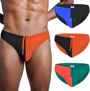 YINYOUYU Mens Swim Briefs Bikini Drawstring Swimwear Beach Board Surf Quick Dry Swimsuits Trunks