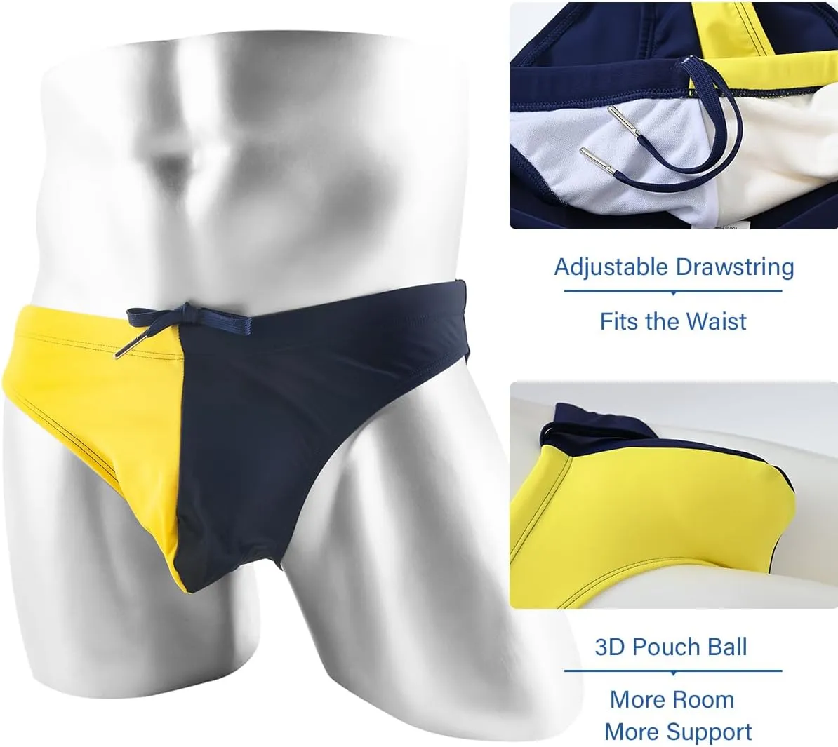 YINYOUYU Mens Swim Briefs Bikini Drawstring Swimwear Beach Board Surf Quick Dry Swimsuits Trunks
