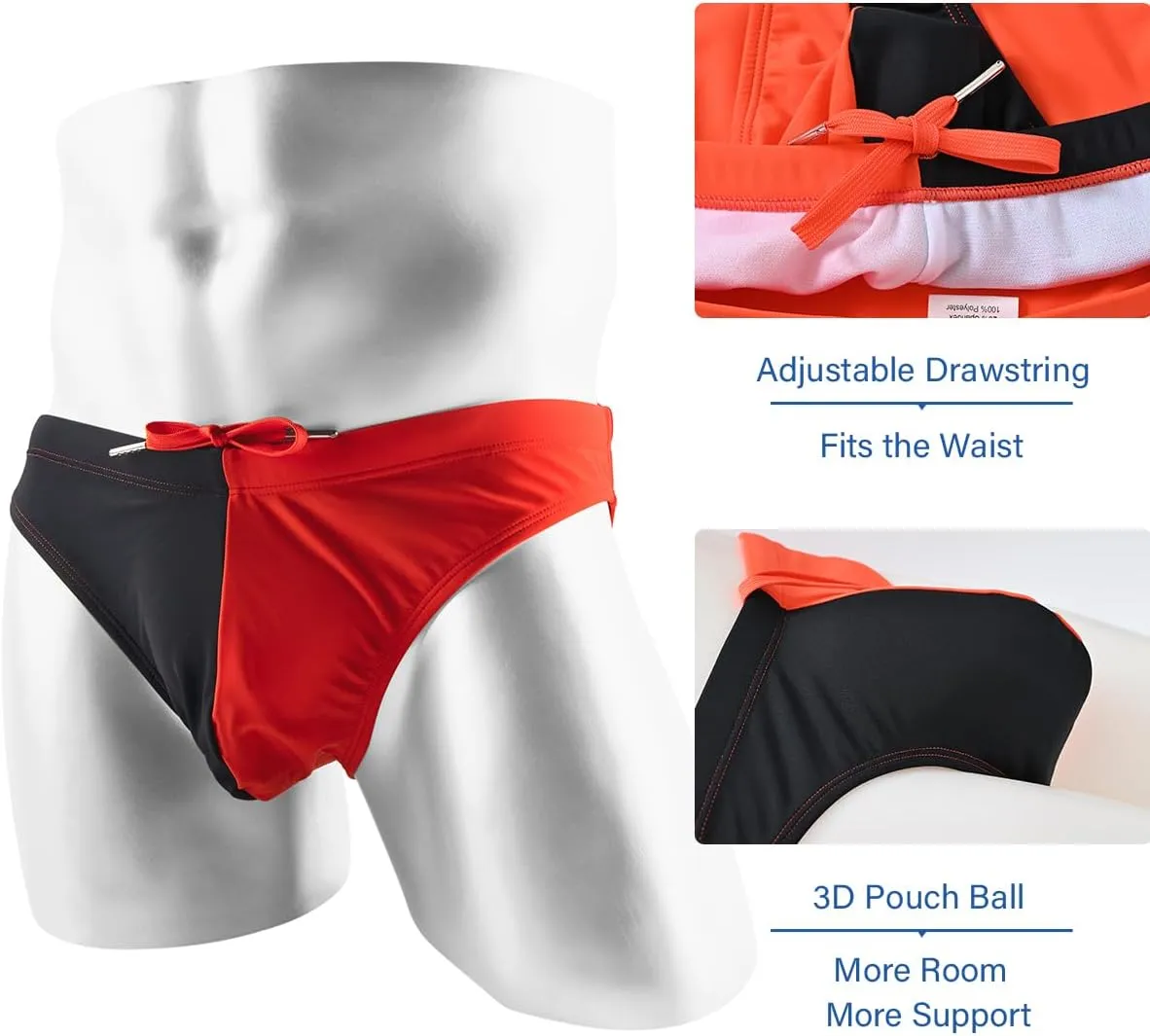 YINYOUYU Mens Swim Briefs Bikini Drawstring Swimwear Beach Board Surf Quick Dry Swimsuits Trunks