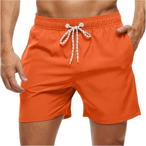 ZEFOTIM Men Swim Shorts Drawstring Quick Dry Solid Color Trunks Fashions Big and Tall Swim Suit with Pockets