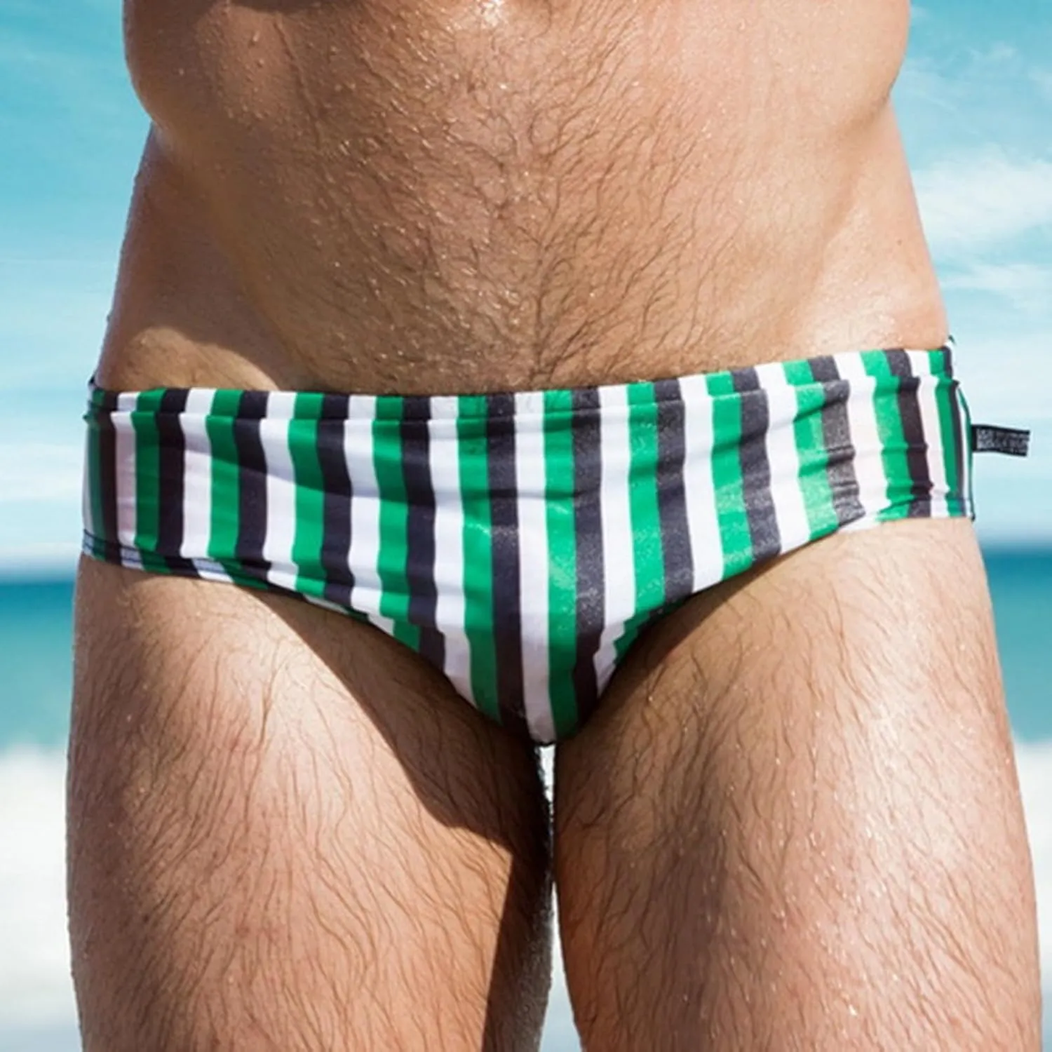 ZEFOTIM Men's Swim Briefs Quick Dry Striped Bikini Beach Big and Tall Swimsuits