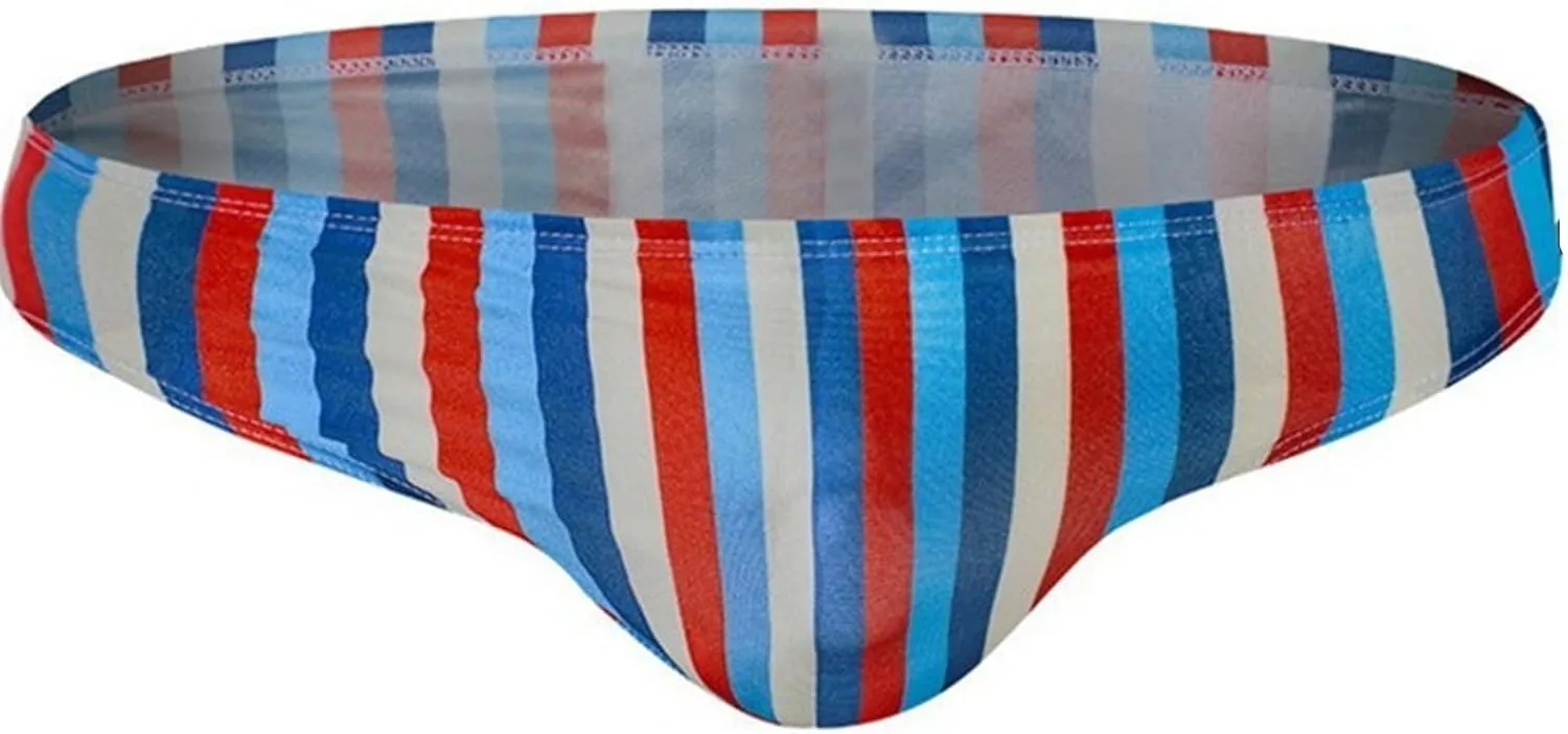 ZEFOTIM Men's Swim Briefs Quick Dry Striped Bikini Beach Big and Tall Swimsuits
