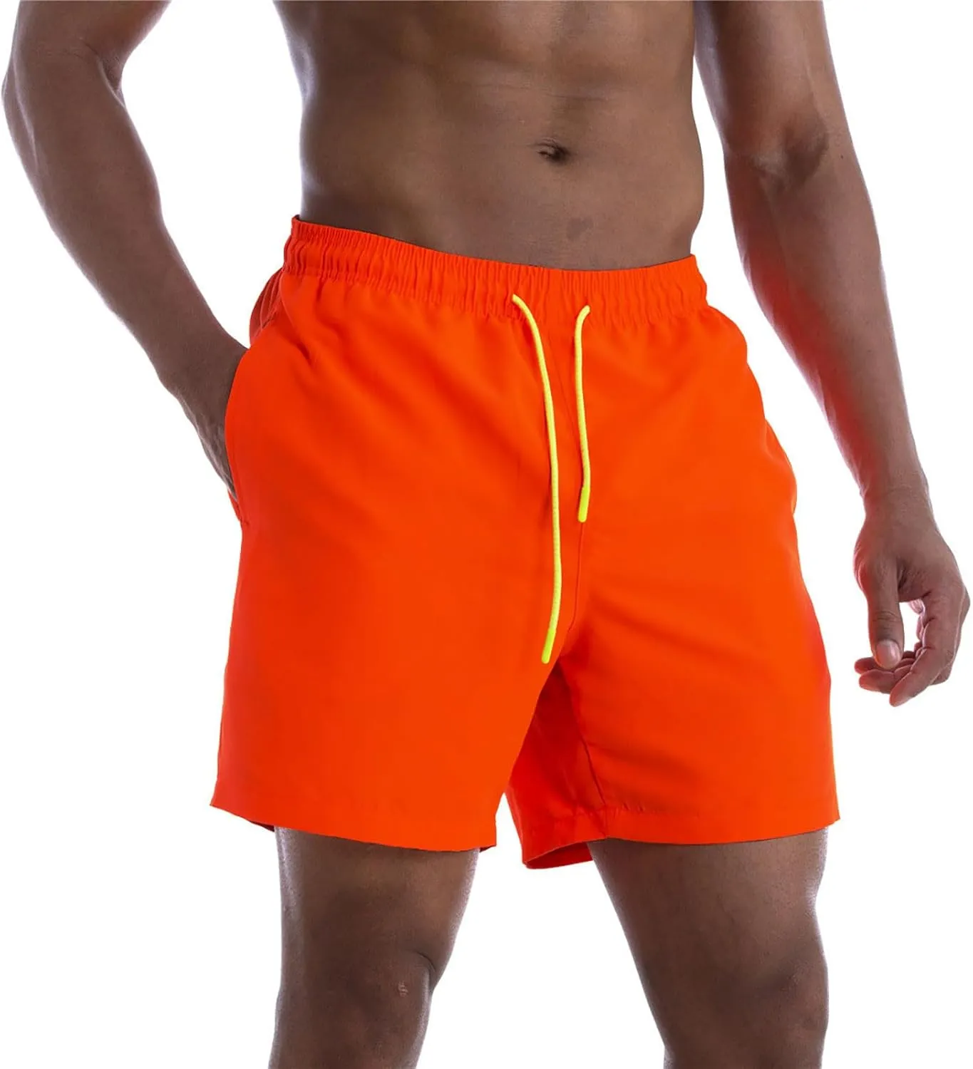 ZEFOTIM Mens Swim Shorts Drawstring Funny Solid Color Trunks Beach Big and Tall Swim Suit with Pockets