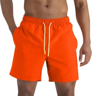 ZEFOTIM Mens Swim Shorts Drawstring Funny Solid Color Trunks Beach Big and Tall Swim Suit with Pockets