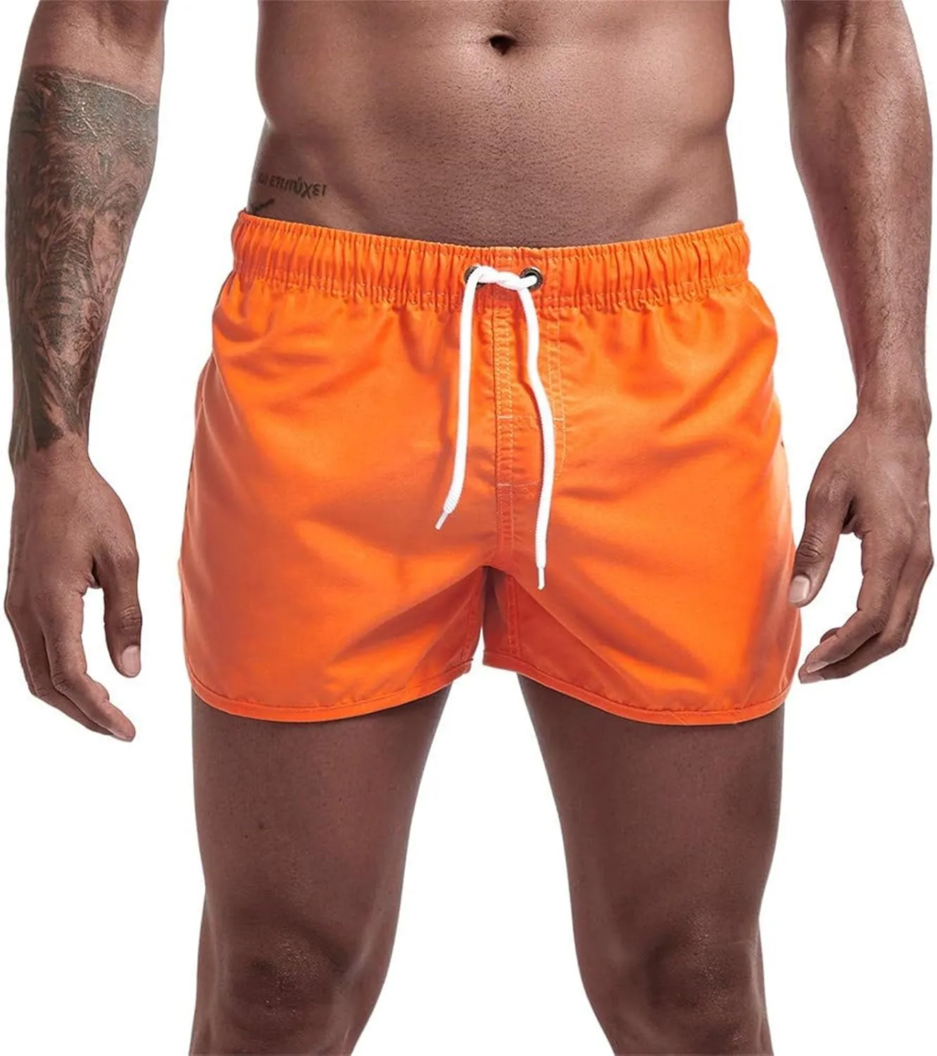 ZEFOTIM Swim Shorts for Men Drawstring Quick Dry Solid Color Trunks Beach Fun Swimwear