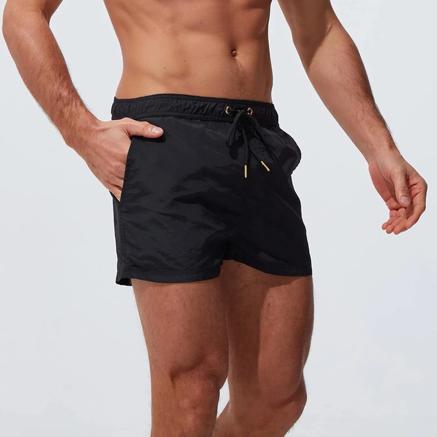 ZEFOTIM Swimming Shorts for Men Drawstring Funny Solid Color Trunk Board Big and Tall Swimming Suits with Pockets