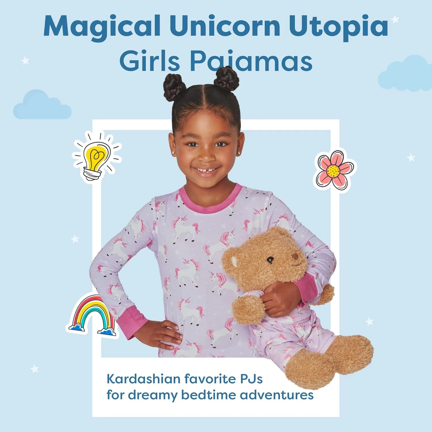 Zip N' Bear Baby Girl Soft Buttery Bamboo Viscose Pajamas Kardashian Pjs - Unicorn Utopia